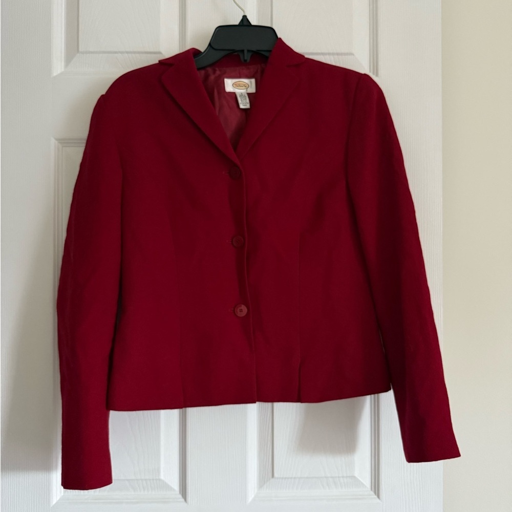 Talbots Wool Blazer Size 4 Red USA Valentines Day Office Career Church Preppy